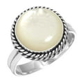 thumbnail image 1 of 925 Silver Ring For Women - Men White Genuine Mother Of Pearl Stone Silver Ring Size 10 April Birthstone Simple Silver Ring Size 10 Gift For Mother On Mothers' Day 925 Gemstone Silver Jewelry, 1 of 5