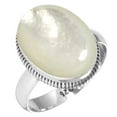 thumbnail image 1 of 925 Silver Ring For Women - Men White Natural Mother Of Pearl Stone Silver Ring Size 13 April Birthstone Simple Silver Ring Size 13 Gift For Ladies On Mothers' Day 925 Gemstone Silver Jewelry, 1 of 5