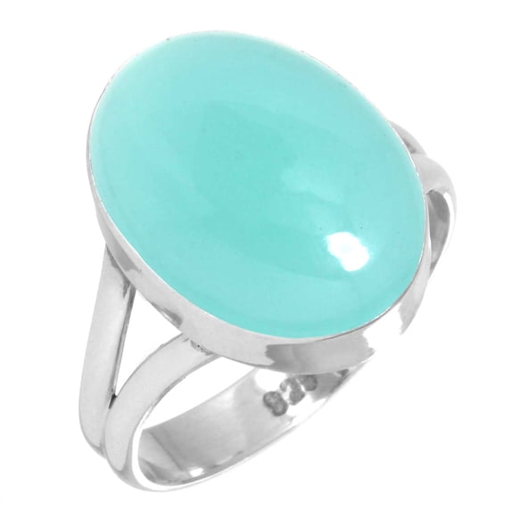 925 Silver Ring For Women - Teens Aqua Chalcedony Stone Silver Ring Size 5.5 March Birthstone Elegant Silver Ring Size 5.5 Gift For Wife On Anniversary 925 Silver Jewelry With Gemstone