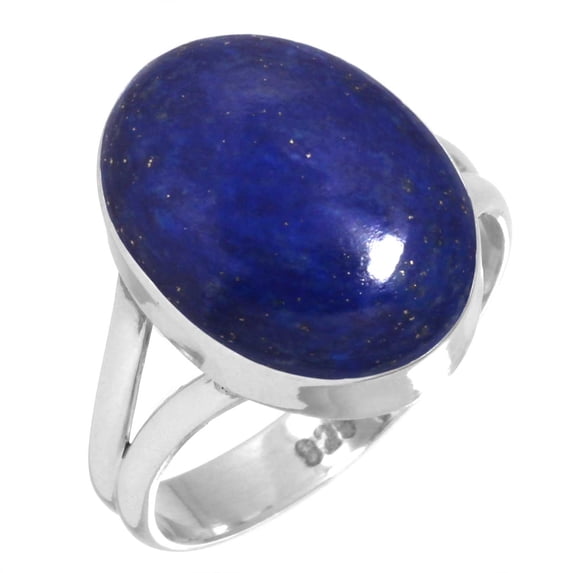 925 Silver Ring For Women - Teens Blue Genuine Lapis Lazuli Stone Silver Ring Size 13 September Birthstone Fashion Silver Ring Size 13 Gift For Mom On Thanksgiving 925 Gemstone Silver Jewelry