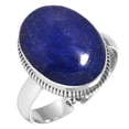thumbnail image 1 of 925 Silver Ring For Women - Teens Blue Real Lapis Lazuli Stone Silver Ring Size 7.5 September Birthstone Simple Silver Ring Size 7.5 Gift For Mom On Friendship Day 925 Gemstone Silver Jewelry, 1 of 6