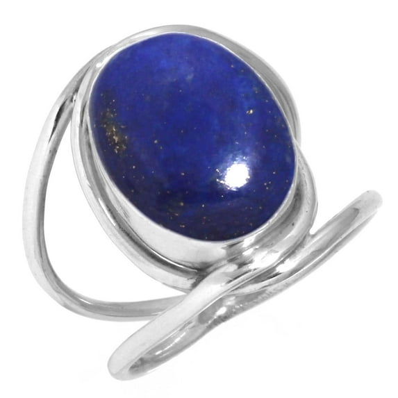 925 Silver Ring For Women - Teens Blue Real Lapis Lazuli Stone Silver Ring Size 8.5 September Birthstone Costume Silver Ring Size 8.5 Gift For Wife On Thanksgiving 925 Silver Jewelry With Gemstone