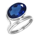 thumbnail image 1 of 925 Silver Ring For Women - Teens Blue Sapphire Simulated Stone Silver Ring Size 7.5 September Birthstone Simple Silver Ring Size 7.5 Gift For Mom On Birthday 925 Gemstone Silver Jewelry, 1 of 5