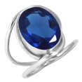 thumbnail image 1 of 925 Silver Ring For Women - Teens Blue Sapphire Simulated Stone Silver Ring Size 8.5 September Birthstone Fashion Silver Ring Size 8.5 Gift For Wife On Birthday 925 Silver Jewelry With Gemstone, 1 of 5