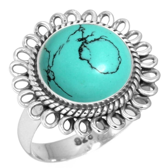 925 Silver Ring For Women - Teens Blue Turquoise Stone Silver Ring Size 5 December Birthstone Elegant Silver Ring Size 5 Gift For Mom On Easter 925 Gemstone Silver Jewelry
