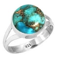 thumbnail image 1 of 925 Silver Ring For Women - Teens Copper Blue Turquoise Stone Silver Ring Size 9 December Birthstone Handmade Silver Ring Size 9 Gift For Mom On Birthday 925 Gemstone Silver Jewelry, 1 of 6