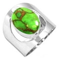 thumbnail image 1 of 925 Silver Ring For Women - Teens Copper Green Turquoise Stone Silver Ring Size 7.5 Fashion Silver Ring Size 7.5 Gift For Wife On Valentine's Day 925 Silver Jewelry With Gemstone, 1 of 6