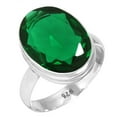 thumbnail image 1 of 925 Silver Ring For Women - Teens Green Emerald Simulated Stone Silver Ring Size 5 May Birthstone Elegant Silver Ring Size 5 Gift For Women On Cocktail Party 925 Gemstone Silver Jewelry, 1 of 5