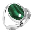 thumbnail image 1 of 925 Silver Ring For Women - Teens Green Genuine Malachite Stone Silver Ring Size 8 May Birthstone Fashion Silver Ring Size 8 Gift For Wife On Valentine's Day 925 Gemstone Silver Jewelry, 1 of 6