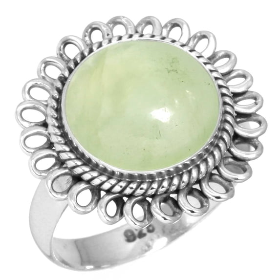 925 Silver Ring For Women - Teens Green Genuine Prehnite Stone Silver Ring Size 5 Handmade Silver Ring Size 5 Gift For Wife On Friendship Day 925 Silver Jewelry With Gemstone