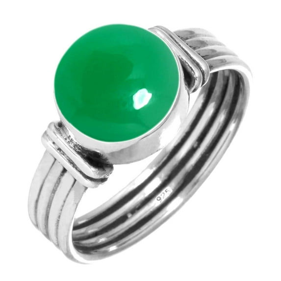 925 Silver Ring For Women - Teens Natural Green Onyx Stone Silver Ring Size 6 May Birthstone Handmade Silver Ring Size 6 Gift For Mom On Birthday 925 Gemstone Silver Jewelry