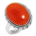 thumbnail image 1 of 925 Silver Ring For Women - Teens Orange Genuine Carnelian Stone Silver Ring Size 6 August Birthstone Simple Silver Ring Size 6 Gift For Mom On Mothers' Day 925 Silver Jewelry With Gemstone, 1 of 6