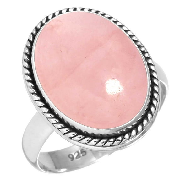 925 Silver Ring For Women - Teens Pink Rose Quartz Stone Silver Ring Size 10.5 January Birthstone Fashion Silver Ring Size 10.5 Gift For Mom On Friendship Day 925 Gemstone Silver Jewelry