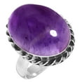 thumbnail image 1 of 925 Silver Ring For Women - Teens Purple Real Amethyst Stone Silver Ring Size 13 February Birthstone Fashion Silver Ring Size 13 Gift For Women On Anniversary 925 Gemstone Silver Jewelry, 1 of 6