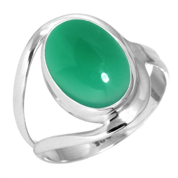 925 Silver Ring For Women - Teens Real Green Onyx Stone Silver Ring Size 6 May Birthstone Simple Silver Ring Size 6 Gift For Mom On Easter 925 Gemstone Silver Jewelry