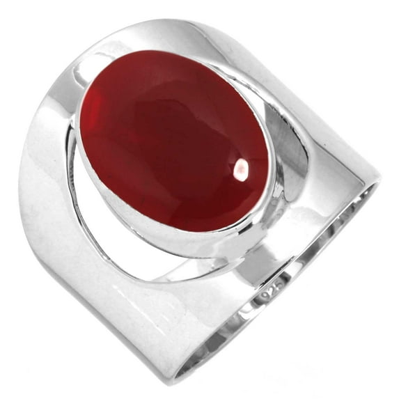 925 Silver Ring For Women - Teens Red Garnet Quartz Stone Silver Ring Size 11.5 January Birthstone Fashion Silver Ring Size 11.5 Gift For Mom On Birthday 925 Gemstone Silver Jewelry