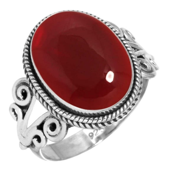 925 Silver Ring For Women - Teens Red Garnet Quartz Stone Silver Ring Size 11 January Birthstone Handmade Silver Ring Size 11 Gift For Mom On Mothers' Day 925 Gemstone Silver Jewelry