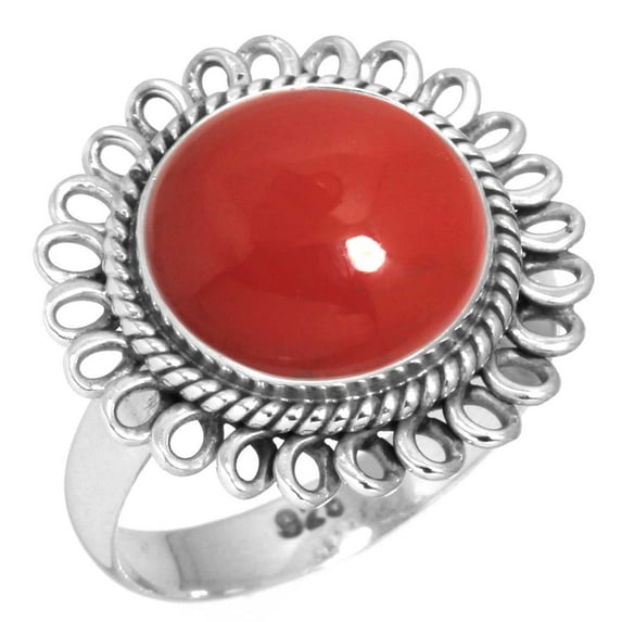 925 Silver Ring For Women - Teens Red Stone Stone Silver Ring Size 6.5 October Birthstone Hand Made Silver Ring Size 6.5 Gift For Mom On Mothers' Day 925 Gemstone Silver Jewelry