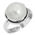 thumbnail image 1 of 925 Silver Ring For Women - Teens White Freshwater Pearl Stone Silver Ring Size 6 April Birthstone Costume Silver Ring Size 6 Gift For Mom On Christmas 925 Gemstone Silver Jewelry, 1 of 5