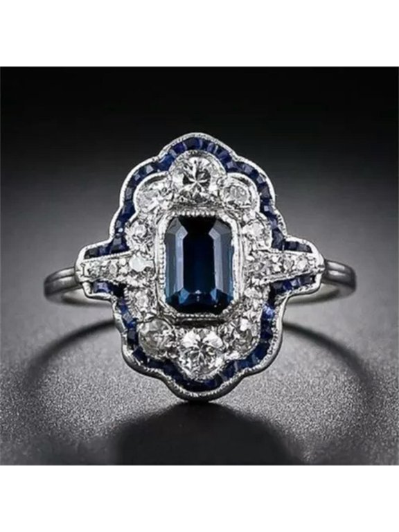 925 Silver Rings Romantic Cubic Zircon Women Anniversary Party Jewelry Sz 6-10
