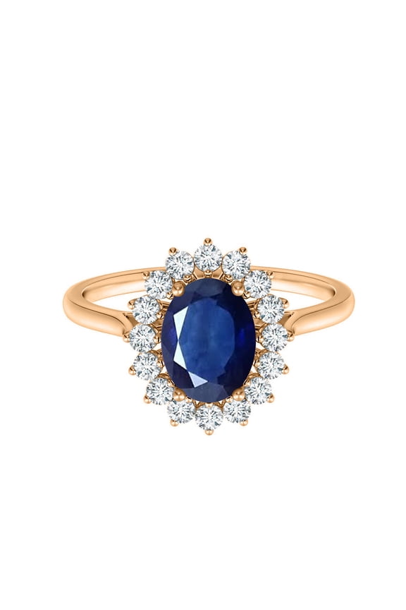 925 Silver Rose Gold Finish Blue Sapphire Solitaire Christmas Ring