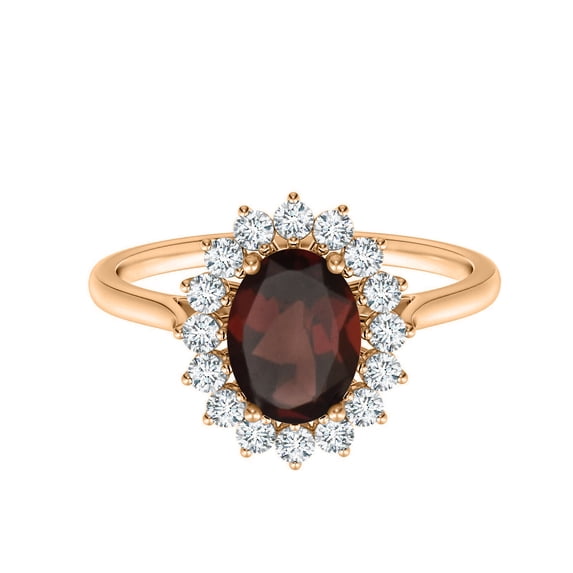 925 Silver Rose Gold Finish Red Garnet Solitaire Christmas Ring