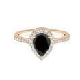 thumbnail image 1 of 925 Silver Rose Gold Vermeil Pear 1.30 Ctw Black Spinel Solitaire Accents Ring, 1 of 4