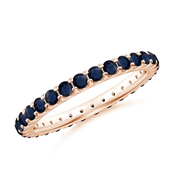 925 Silver Rose Plated 1.20 Ctw Blue Sapphire Eternity Band Bridal Ring