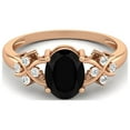 thumbnail image 1 of 925 Silver Rose Plated 8X6 MM Oval Shape Black Spinel Women Valentines Day Gifts Ring, 1 of 4