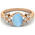 thumbnail image 1 of 925 Silver Rose Plated 8X6 MM Oval Shape Larimar Women Mother's Day Gift Ring, 1 of 4