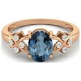 thumbnail image 1 of 925 Silver Rose Plated 8X6 MM Oval Shape London Blue Topaz Women Valentines Day Gifts Ring, 1 of 4