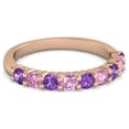 thumbnail image 1 of 925 Silver Round 2.5MM Amethyst Pink Spinel Eternity Rose Plated Women Ring, 1 of 5