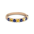 thumbnail image 1 of 925 Silver Round 2.5MM Blue Sapphire Citrine Eternity Rose Plated Women Ring, 1 of 4
