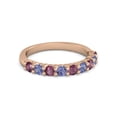 thumbnail image 1 of 925 Silver Round 2.5MM Rhodolite Tanzanite Eternity Rose Plated Women Ring, 1 of 4