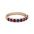 thumbnail image 1 of 925 Silver Round 2.5MM Ruby Blue Sapphire Eternity Rose Plated Women Ring, 1 of 4