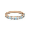 thumbnail image 1 of 925 Silver Round 2.5MM White Cz Blue Topaz Eternity Rose Plated Women Ring, 1 of 4