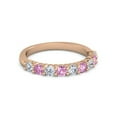 thumbnail image 1 of 925 Silver Round 2.5MM White Cz Pink Spinel Eternity Rose Plated Women Ring, 1 of 5