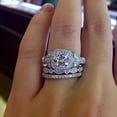 thumbnail image 1 of 925 Silver Round Cut AAA CZ Diamond Bride Engagement Wedding Rings Set, 1 of 1