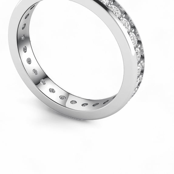 925 Silver Round Diamond Eternity Band Ring