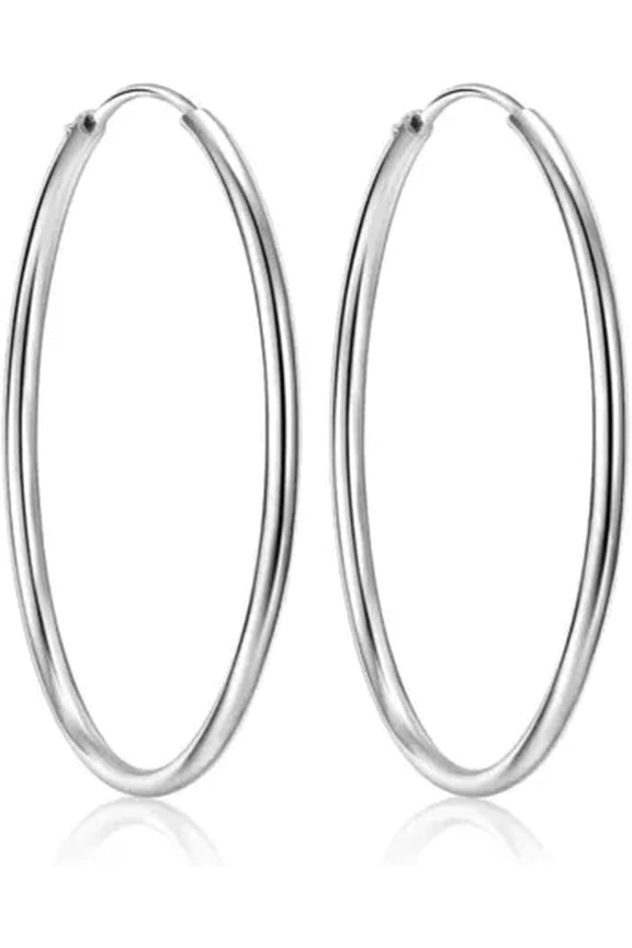 925 Silver Round Excellent Circle Hoop Earrings Women Fashion Earrings 3 4 5 6 CM-4cm[k725]
