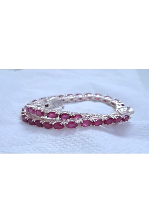 925 Silver Ruby Oval Tennis Bracelet 14k gold plated Over Sterling Silver, Birthday Gift, Anniversary Gift, Girlfriend Gift, Wedding Gift