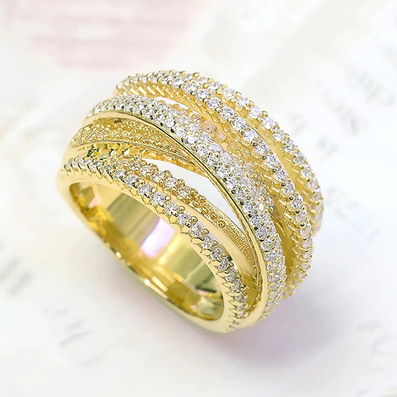 Inlaid Zircon 925 Sterling Silver Crisscross Ring