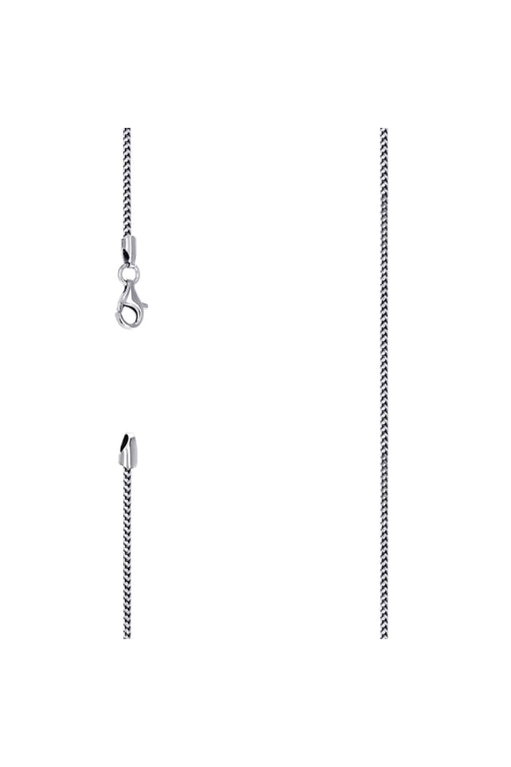 925 Silver Solid Franco Chain Rhodium 1mm Necklace 24 Inch Chain Necklace for Women and Men