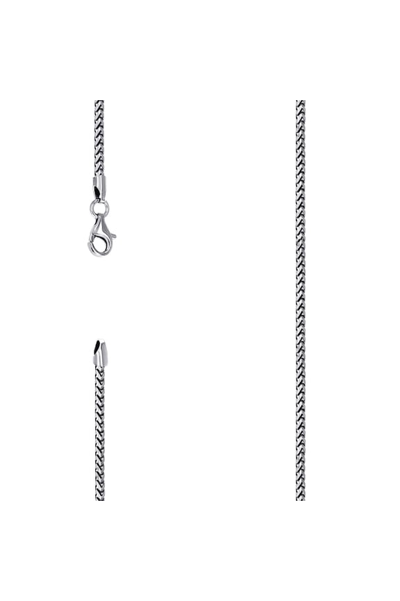 925 Silver Solid Franco Chain Rhodium 2mm Necklace 16 Inch Chain Necklace for Women and Men