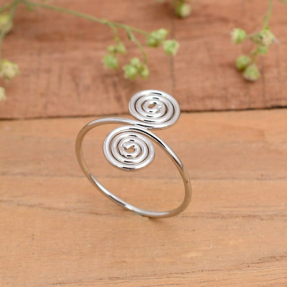 925 Silver Spiral Ring, Dainty Ring, Circle Ring, Swirl Ring, Minimalist Ring