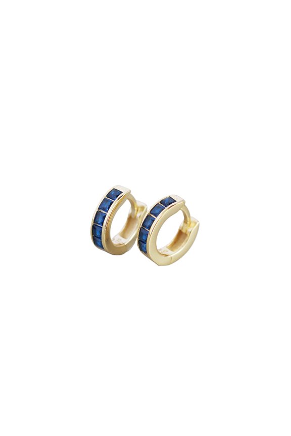925 Silver Square Zircon Hoop Earrings, Sterling Silver Colorful Ear Hoops