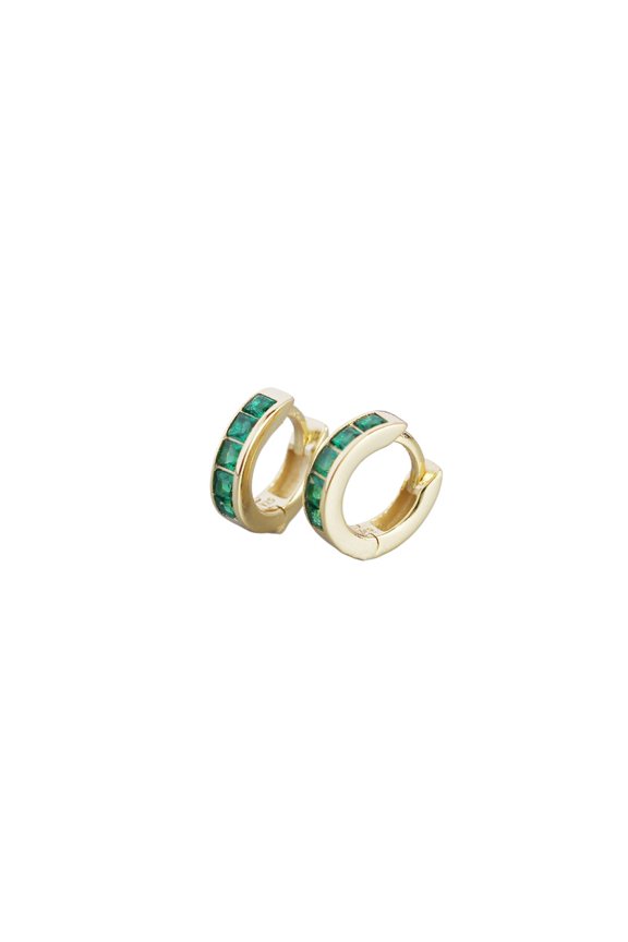 925 Silver Square Zircon Hoop Earrings, Sterling Silver Colorful Ear Hoops