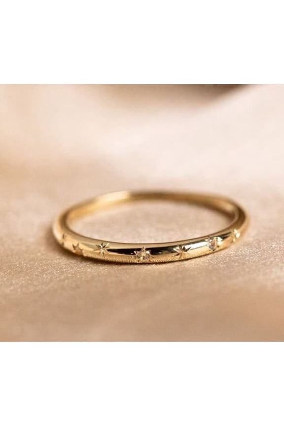 925 Silver Starburst Wedding Band , Eternity Diamond Band, Star Engraved Stacking Ring, Celestial Ring For Women, Proposal Rings