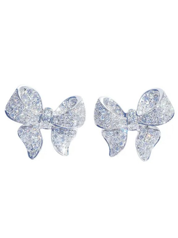 925 Silver Stud Earring Luxury Cubic Zircon Wedding Engagement Jewelry A Pair