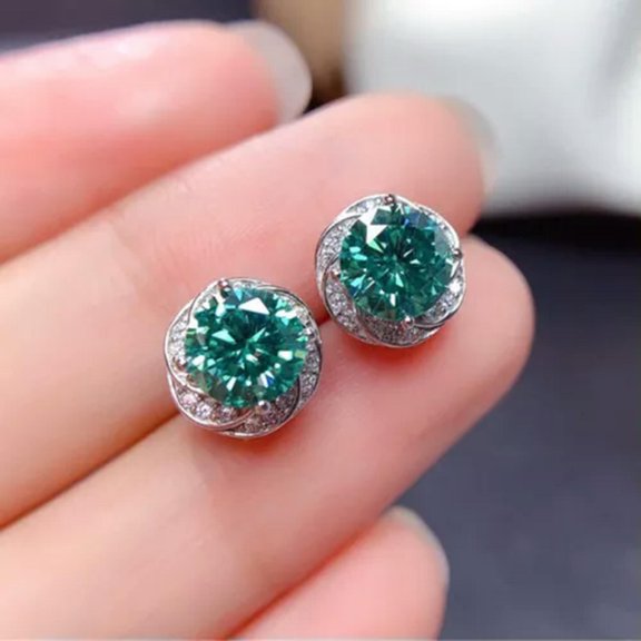 925 Silver Stud Earring Women Fashion Cubic Zircon Anniversary Jewelry A Pair